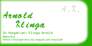 arnold klinga business card